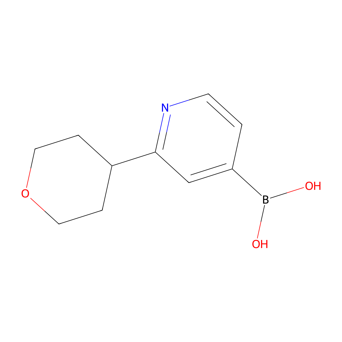 2-(4-Tetrahydropyranyl)pyridine-4-boronic acid molecular structure, CAS 2225178-65-2