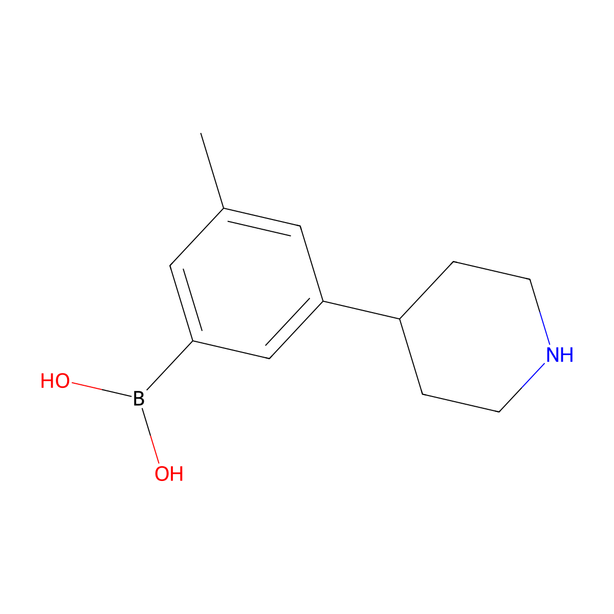 (3-Methyl-5-(piperidin-4-yl)phenyl)boronic acid molecular structure, CAS 2225178-66-3