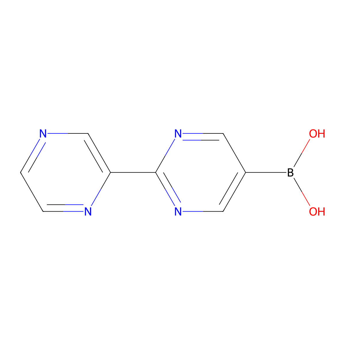 (2-(Pyrazin-2-yl)pyrimidin-5-yl)boronic acid molecular structure, CAS 2225178-68-5