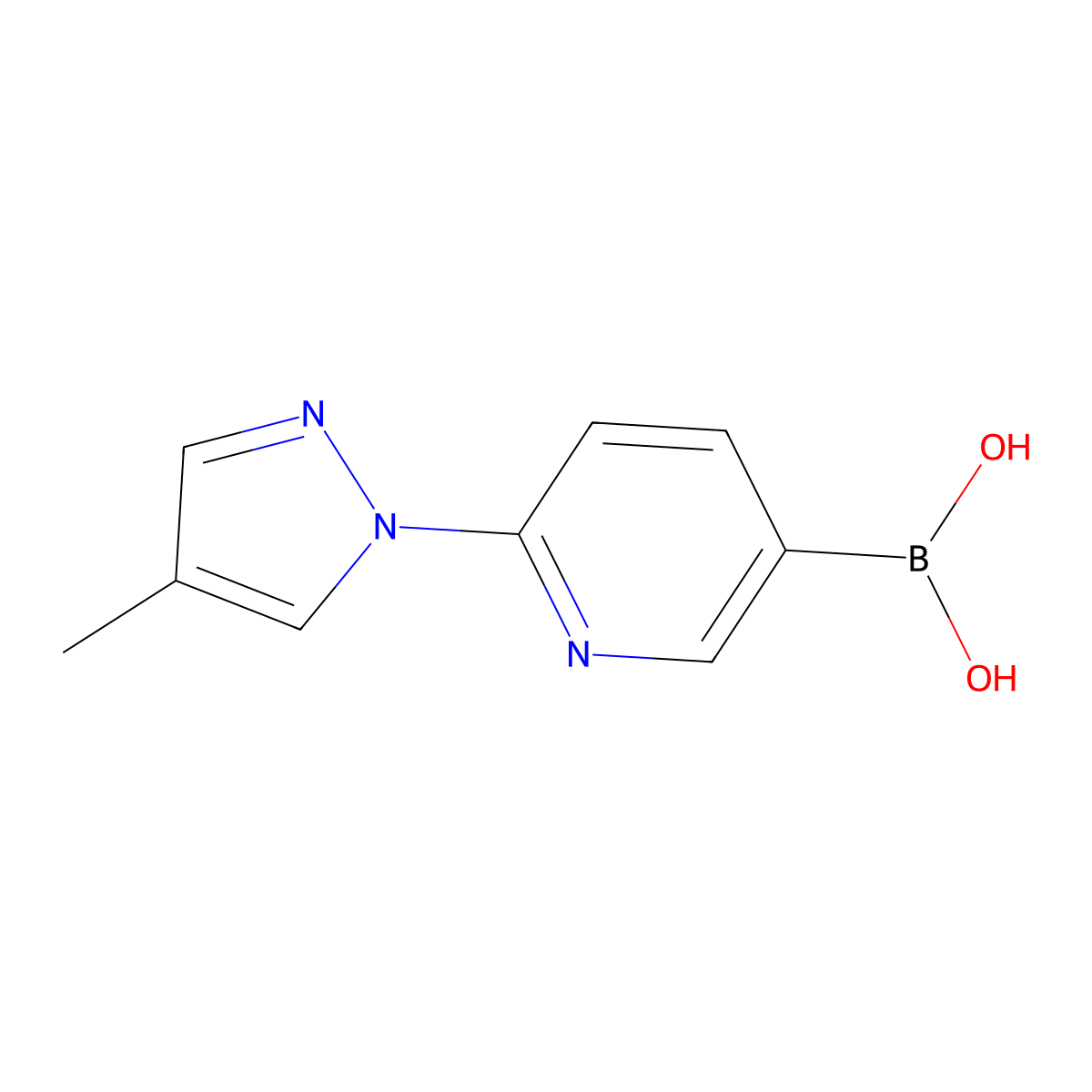 2-(4-Methyl-1H-pyrazol-1-yl)pyridine-5-boronic acid molecular structure, CAS 2225178-70-9