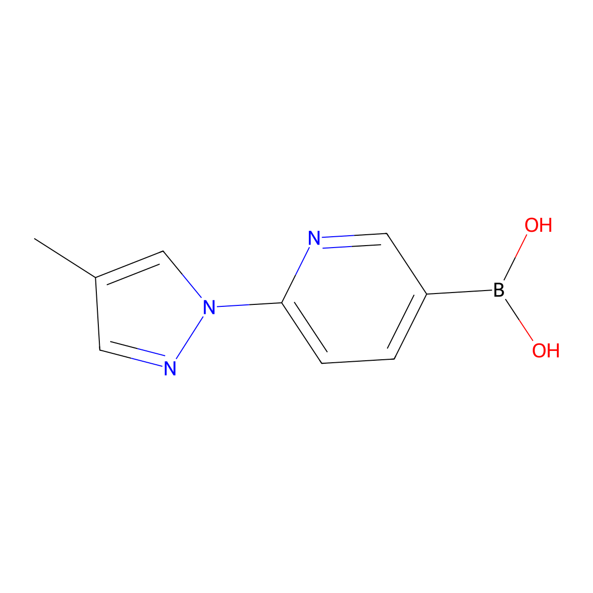 2-(4-Methyl-1H-pyrazol-1-yl)pyridine-5-boronic acid molecular structure, CAS 2225178-70-9