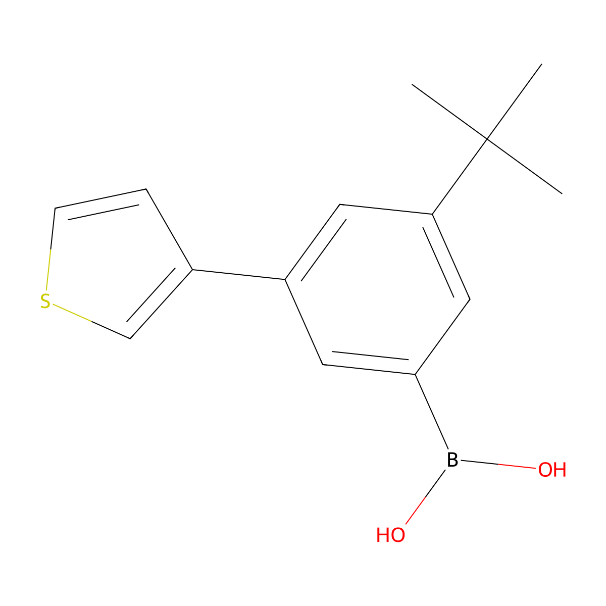 (3-(tert-Butyl)-5-(thiophen-3-yl)phenyl)boronic acid molecular structure, CAS 2225178-72-1