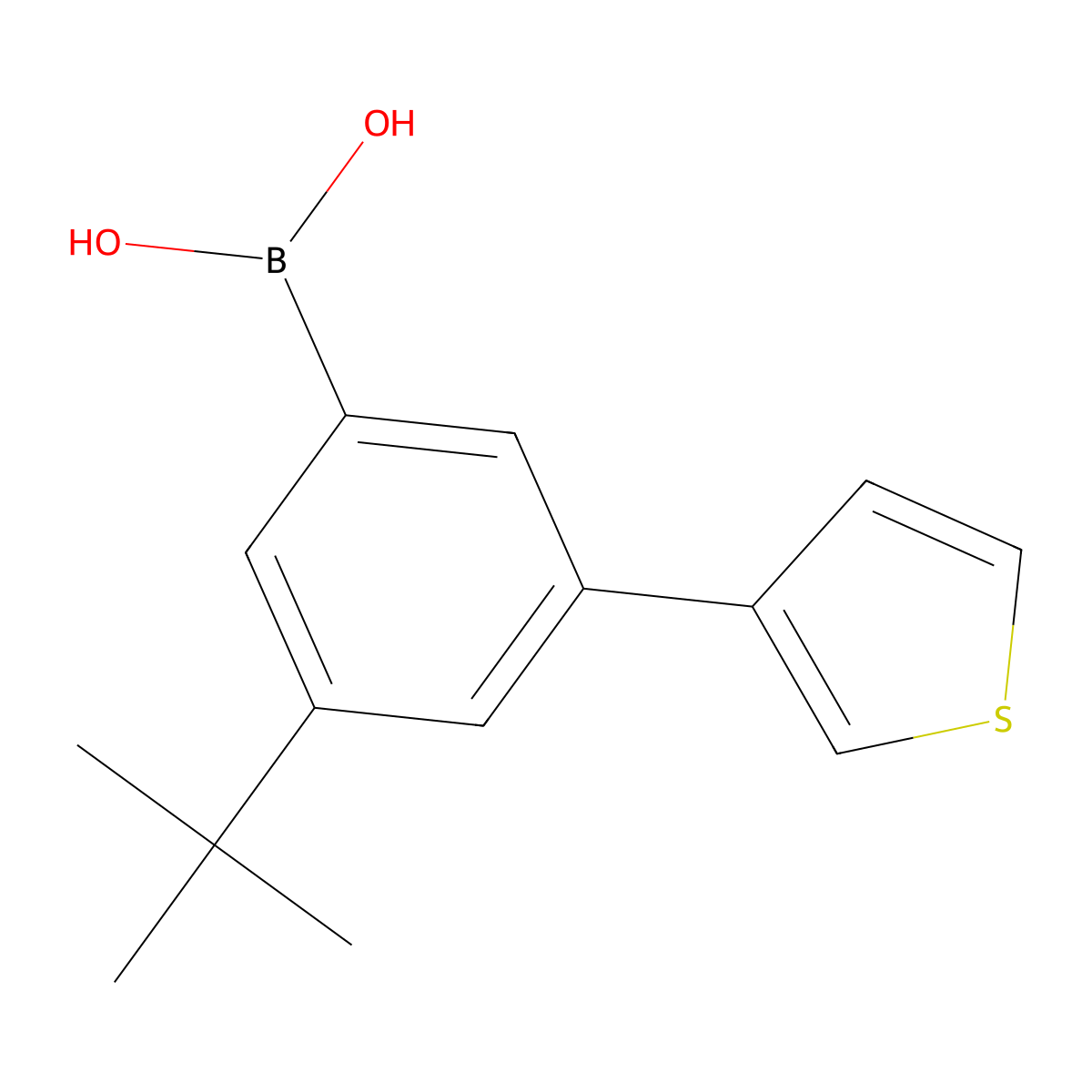 (3-(tert-Butyl)-5-(thiophen-3-yl)phenyl)boronic acid molecular structure, CAS 2225178-72-1