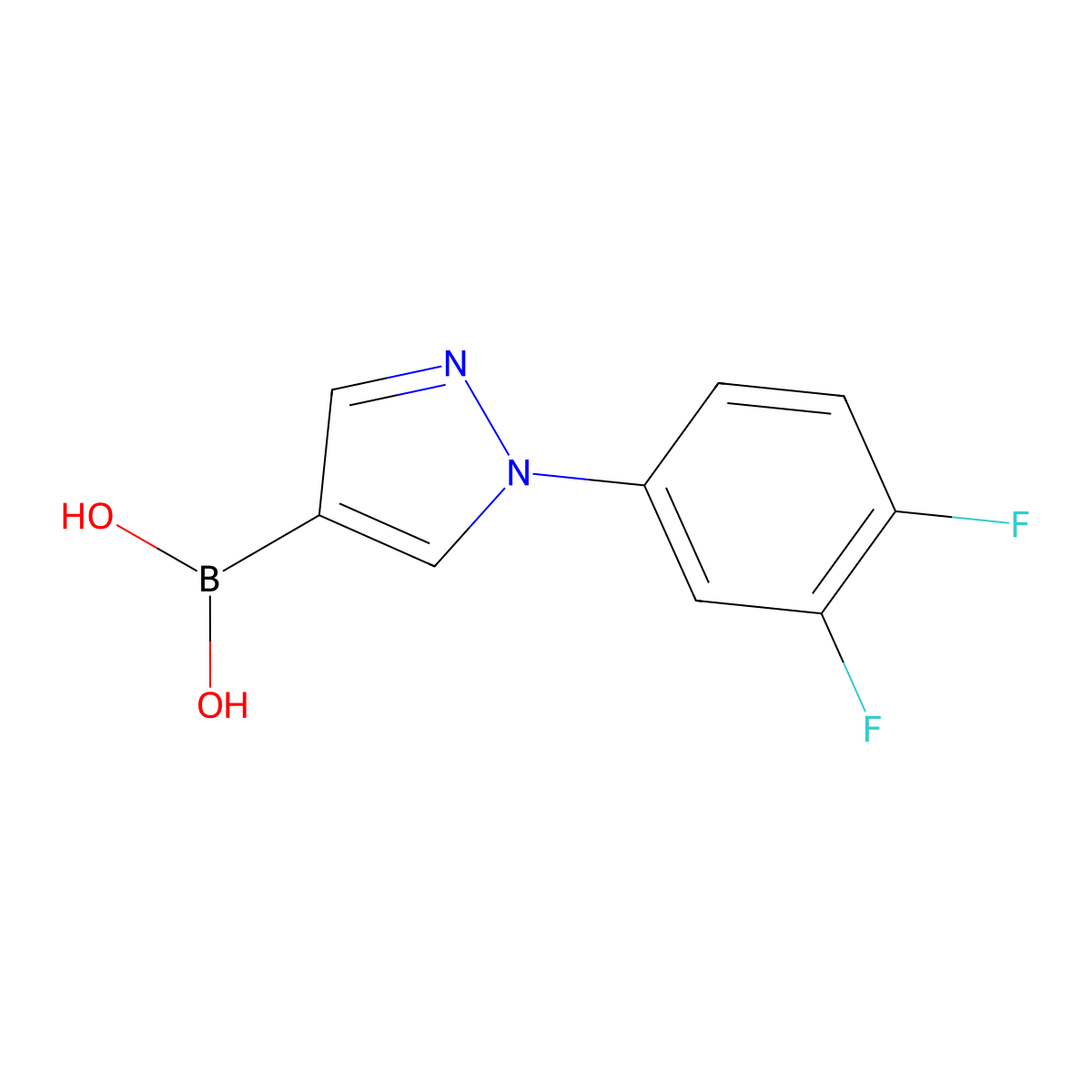 (1-(3,4-Difluorophenyl)-1H-pyrazol-4-yl)boronic acid molecular structure, CAS 2225178-76-5