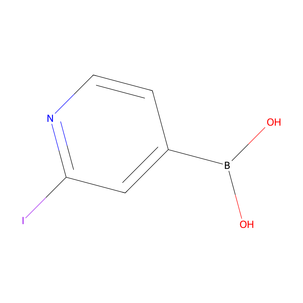 2-Iodopyridine-4-boronic acid molecular structure, CAS 2225178-78-7