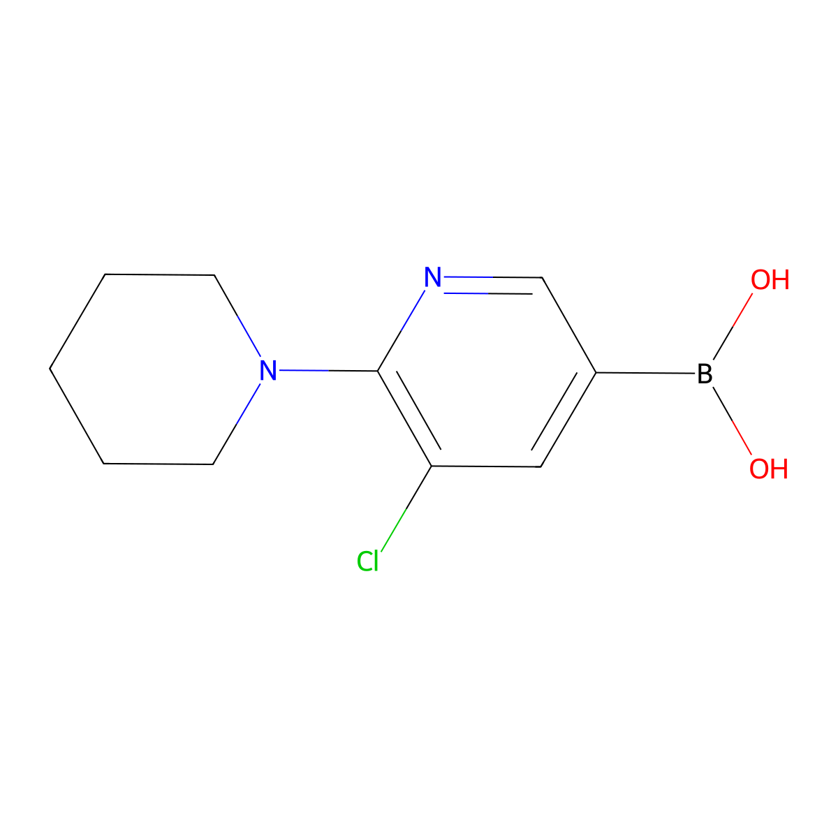(5-Chloro-6-(piperidin-1-yl)pyridin-3-yl)boronic acid molecular structure, CAS 2225178-79-8