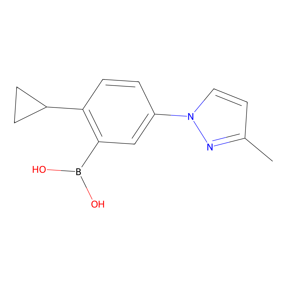 (2-Cyclopropyl-5-(3-methyl-1H-pyrazol-1-yl)phenyl)boronic acid molecular structure, CAS 2225178-80-1