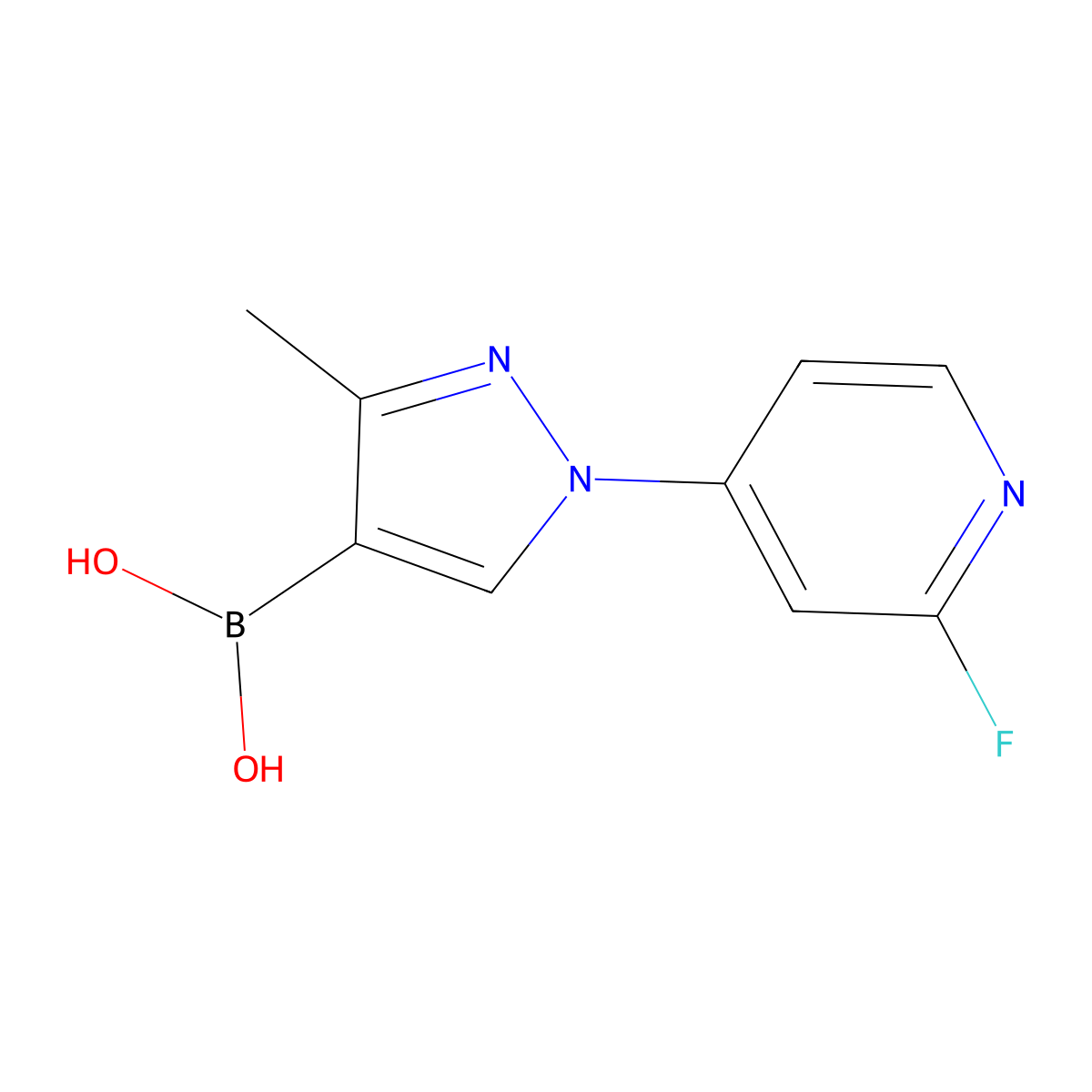 (1-(2-Fluoropyridin-4-yl)-3-methyl-1H-pyrazol-4-yl)boronic acid molecular structure, CAS 2225178-82-3
