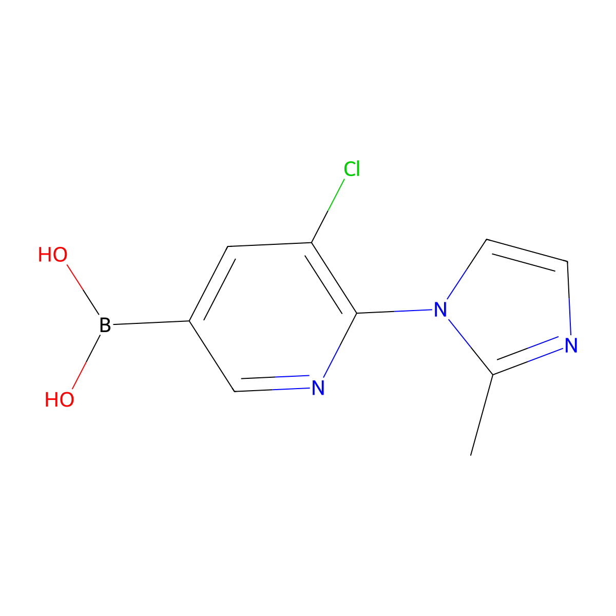 (5-Chloro-6-(2-methyl-1H-imidazol-1-yl)pyridin-3-yl)boronic acid molecular structure, CAS 2225178-83-4
