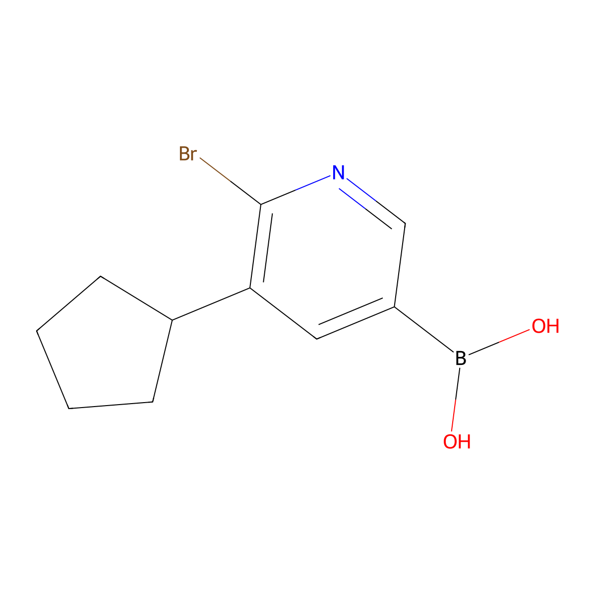 6-Bromo-5-(cyclopentyl)pyridine-3-boronic acid molecular structure, CAS 2225178-84-5