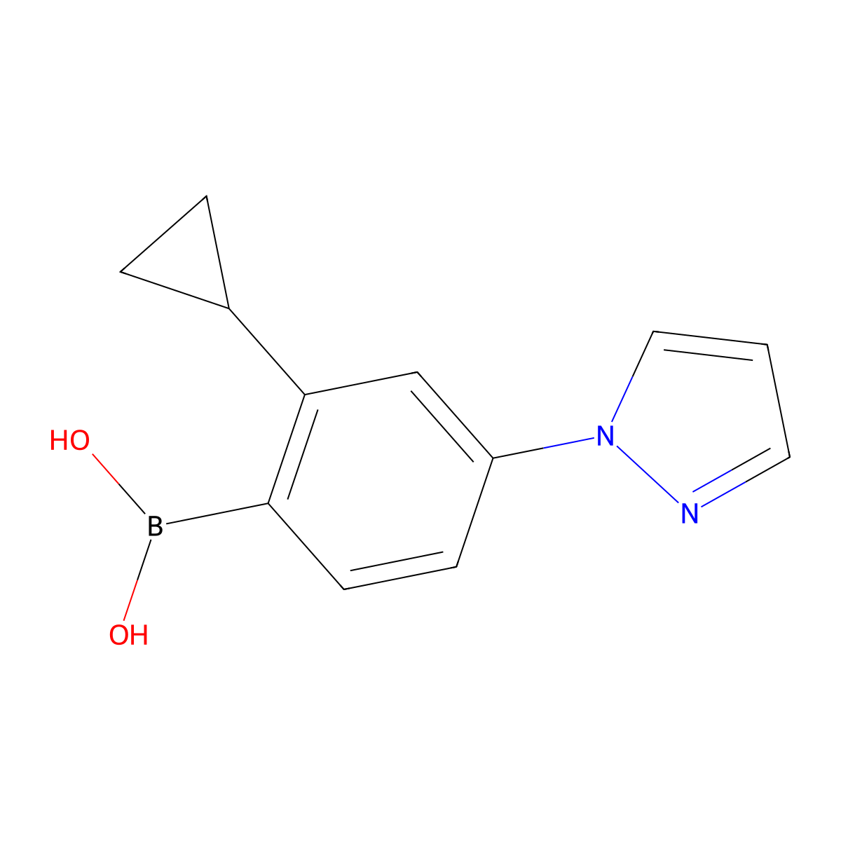 (2-Cyclopropyl-4-(1H-pyrazol-1-yl)phenyl)boronic acid molecular structure, CAS 2225178-85-6