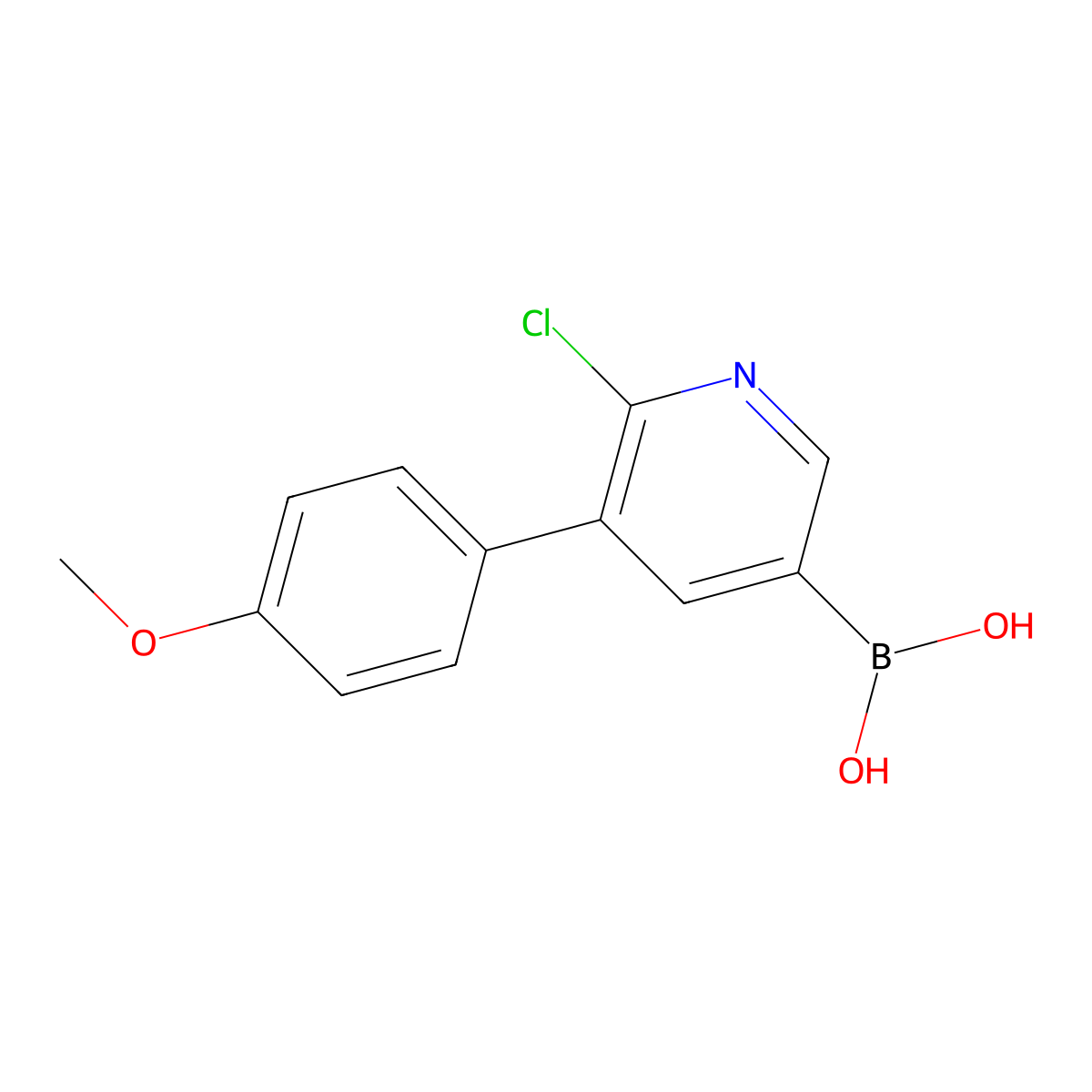 6-Chloro-5-(4-methoxyphenyl)pyridine-3-boronic acid molecular structure, CAS 2225178-89-0