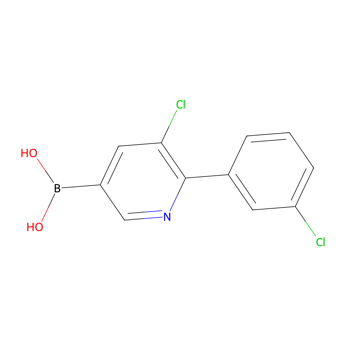 (5-Chloro-6-(3-chlorophenyl)pyridin-3-yl)boronic acid molecular structure, CAS 2225178-90-3