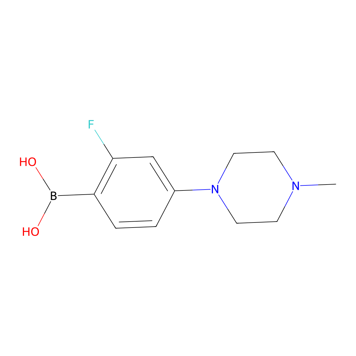 (2-Fluoro-4-(4-methylpiperazin-1-yl)phenyl)boronic acid molecular structure, CAS 2225179-01-9