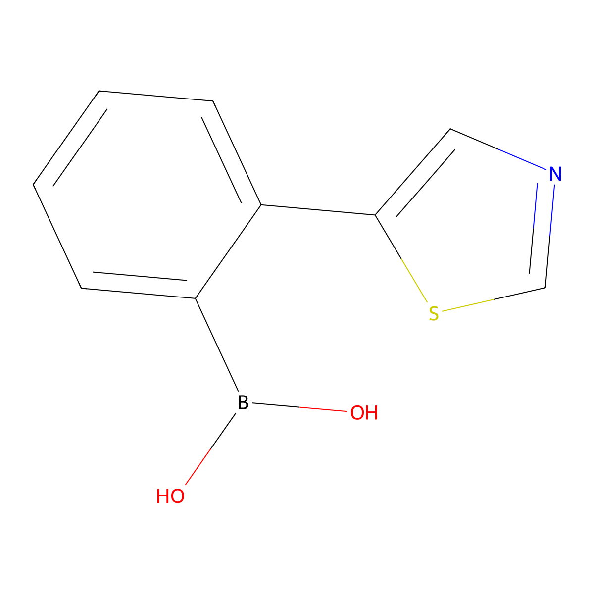 2-(Thiazol-5-yl)phenylboronic acid molecular structure, CAS 2225179-02-0