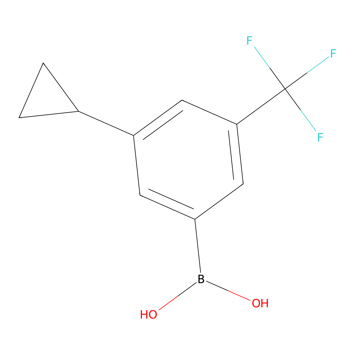 (3-Cyclopropyl-5-(trifluoromethyl)phenyl)boronic acid molecular structure, CAS 2225179-03-1