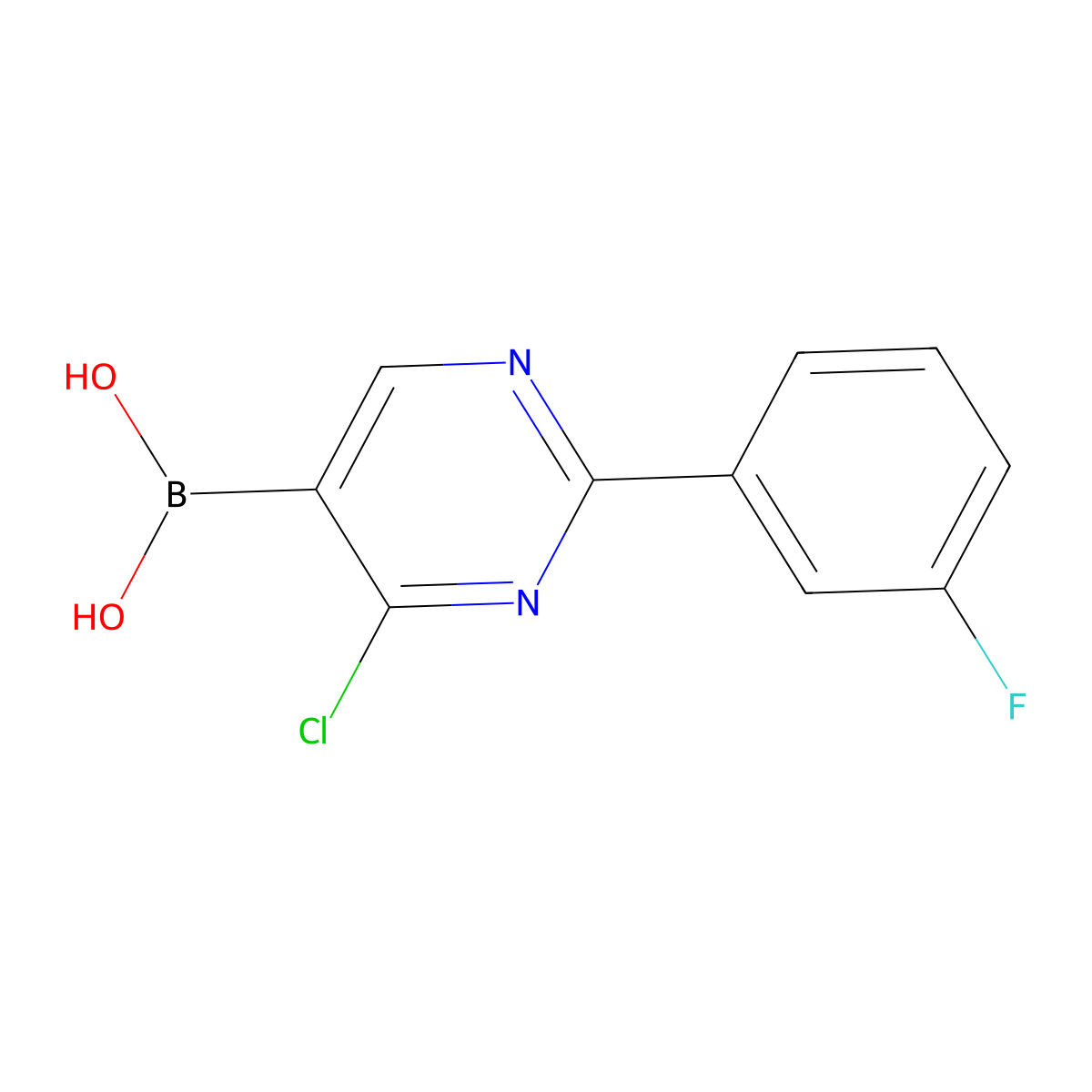 (4-Chloro-2-(3-fluorophenyl)pyrimidin-5-yl)boronic acid molecular structure, CAS 2225179-05-3