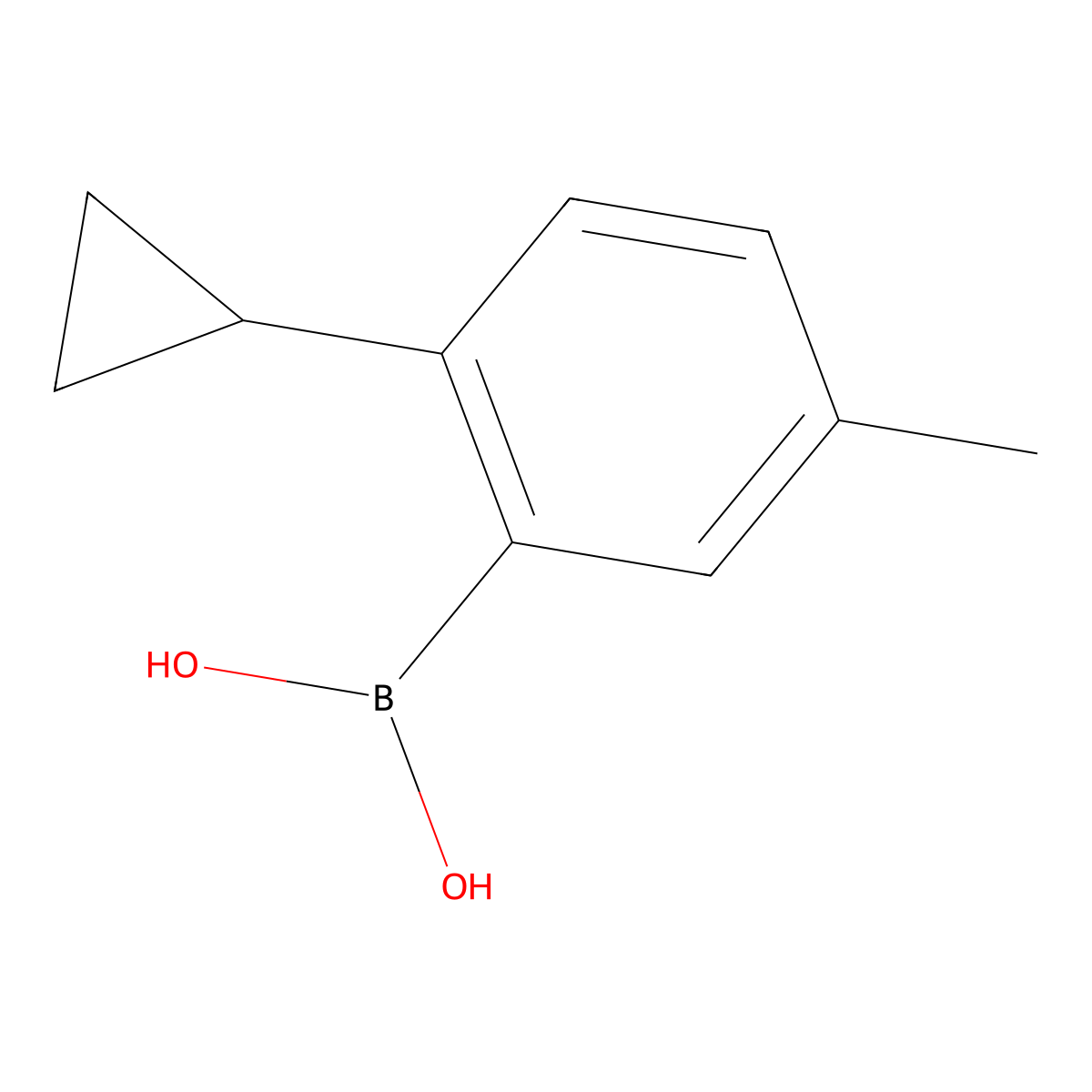 (2-Cyclopropyl-5-methylphenyl)boronic acid molecular structure, CAS 2225179-07-5