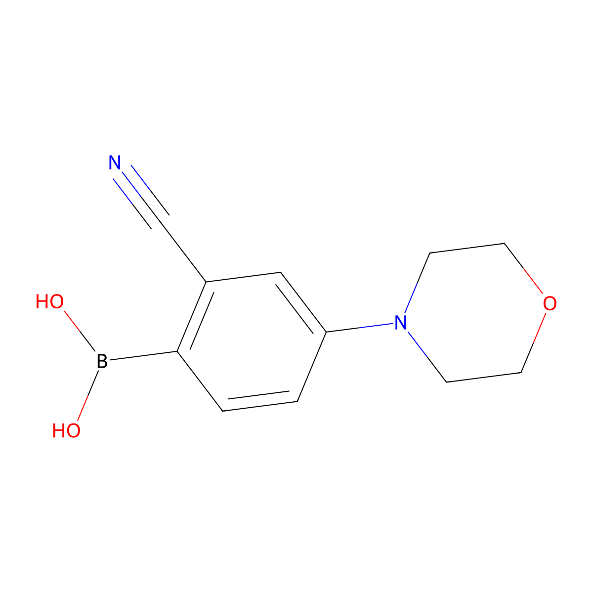 2-Cyano-4-morpholinophenylboronic acid molecular structure, CAS 2225179-08-6