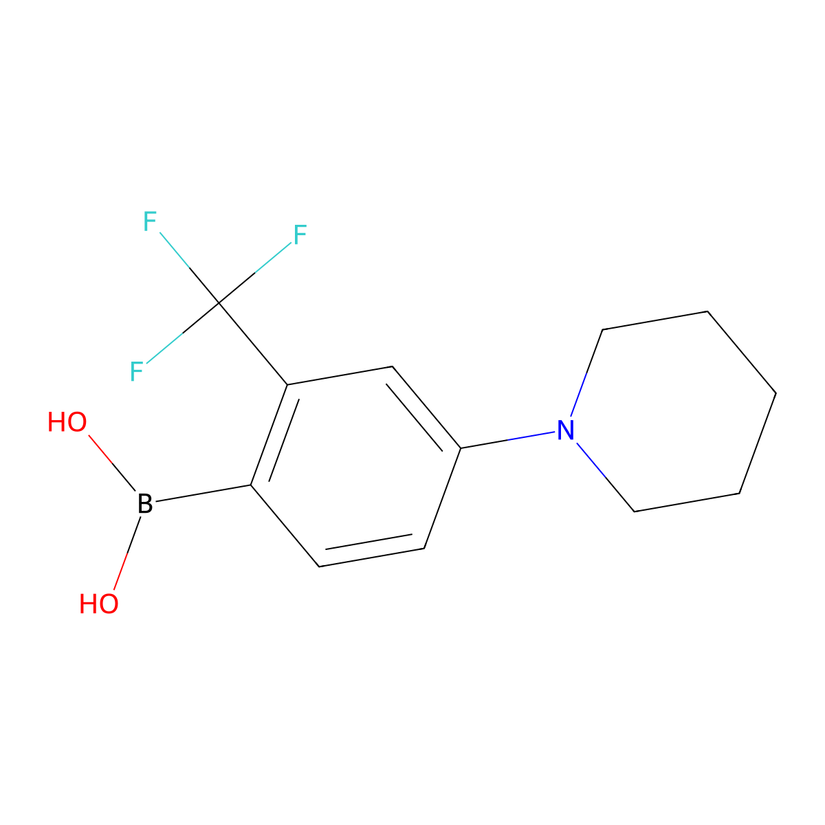 (4-(Piperidin-1-yl)-2-(trifluoromethyl)phenyl)boronic acid molecular structure, CAS 2225179-13-3