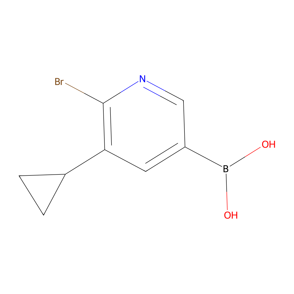 6-Bromo-5-(cyclopropyl)pyridine-3-boronic acid molecular structure, CAS 2225179-18-8