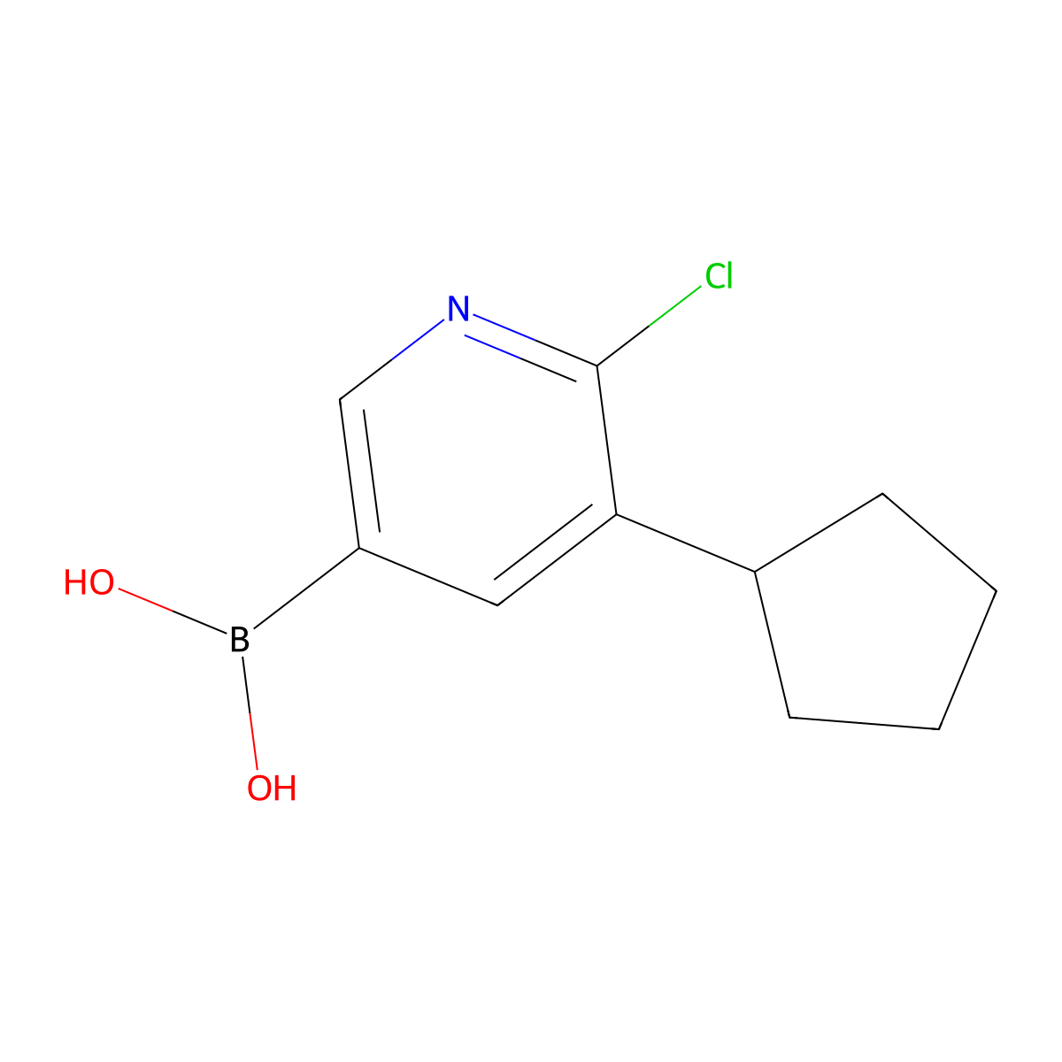 6-Chloro-5-(cyclopentyl)pyridine-3-boronic acid molecular structure, CAS 2225179-22-4