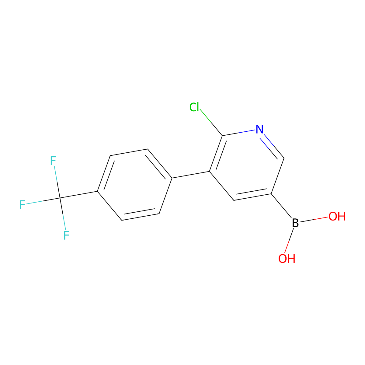 6-Chloro-5-(4-trifluoromethylphenyl)pyridine-3-boronic acid molecular structure, CAS 2225179-27-9