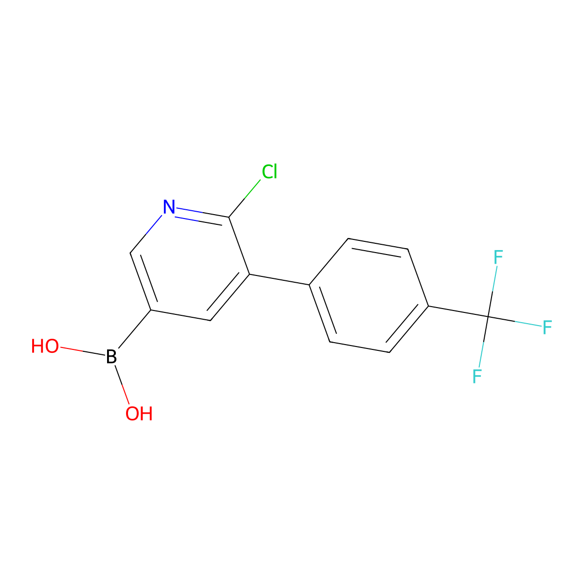 6-Chloro-5-(4-trifluoromethylphenyl)pyridine-3-boronic acid molecular structure, CAS 2225179-27-9