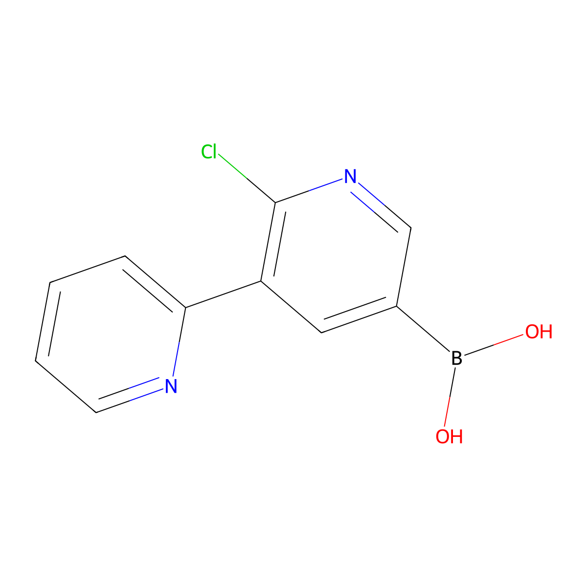 6-Chloro-5-(pyridin-2-yl)pyridine-3-boronic acid molecular structure, CAS 2225179-33-7