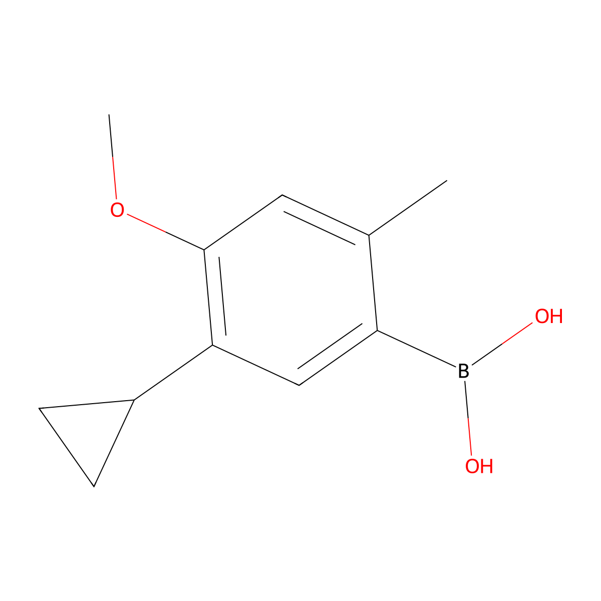 (5-Cyclopropyl-4-methoxy-2-methylphenyl)boronic acid molecular structure, CAS 2225179-36-0