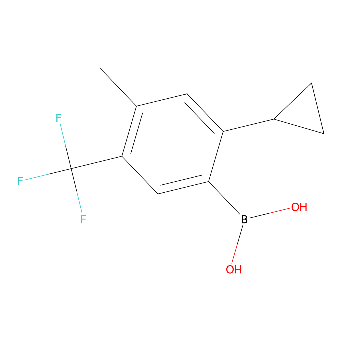 (2-Cyclopropyl-4-methyl-5-(trifluoromethyl)phenyl)boronic acid molecular structure, CAS 2225179-41-7