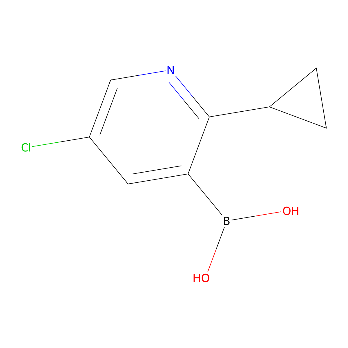 (5-Chloro-2-cyclopropylpyridin-3-yl)boronic acid molecular structure, CAS 2225179-43-9