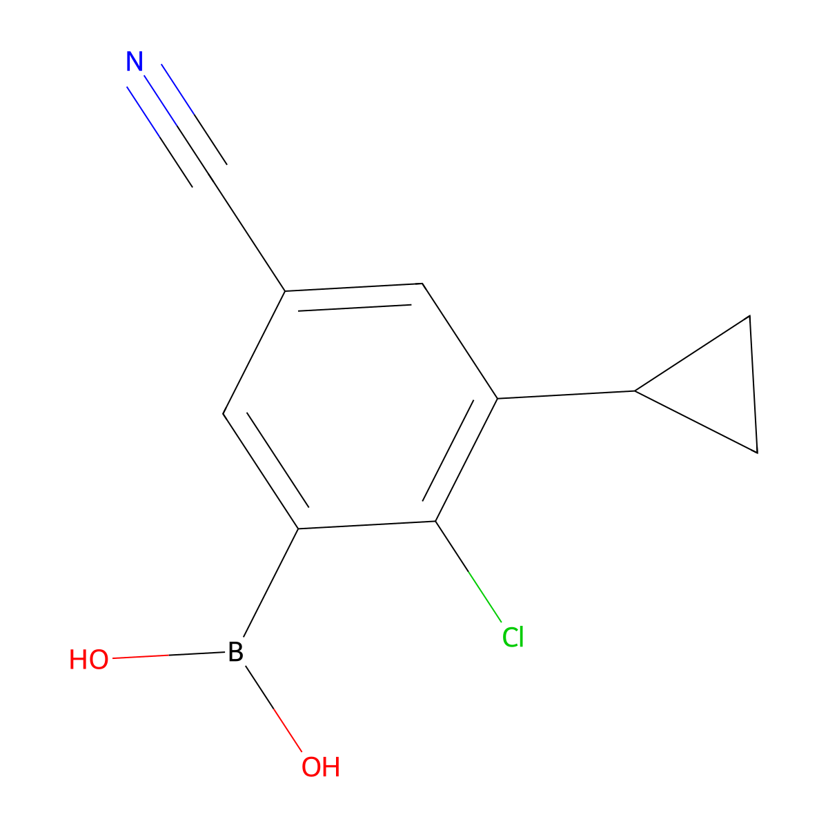(2-Chloro-5-cyano-3-cyclopropylphenyl)boronic acid molecular structure, CAS 2225179-47-3