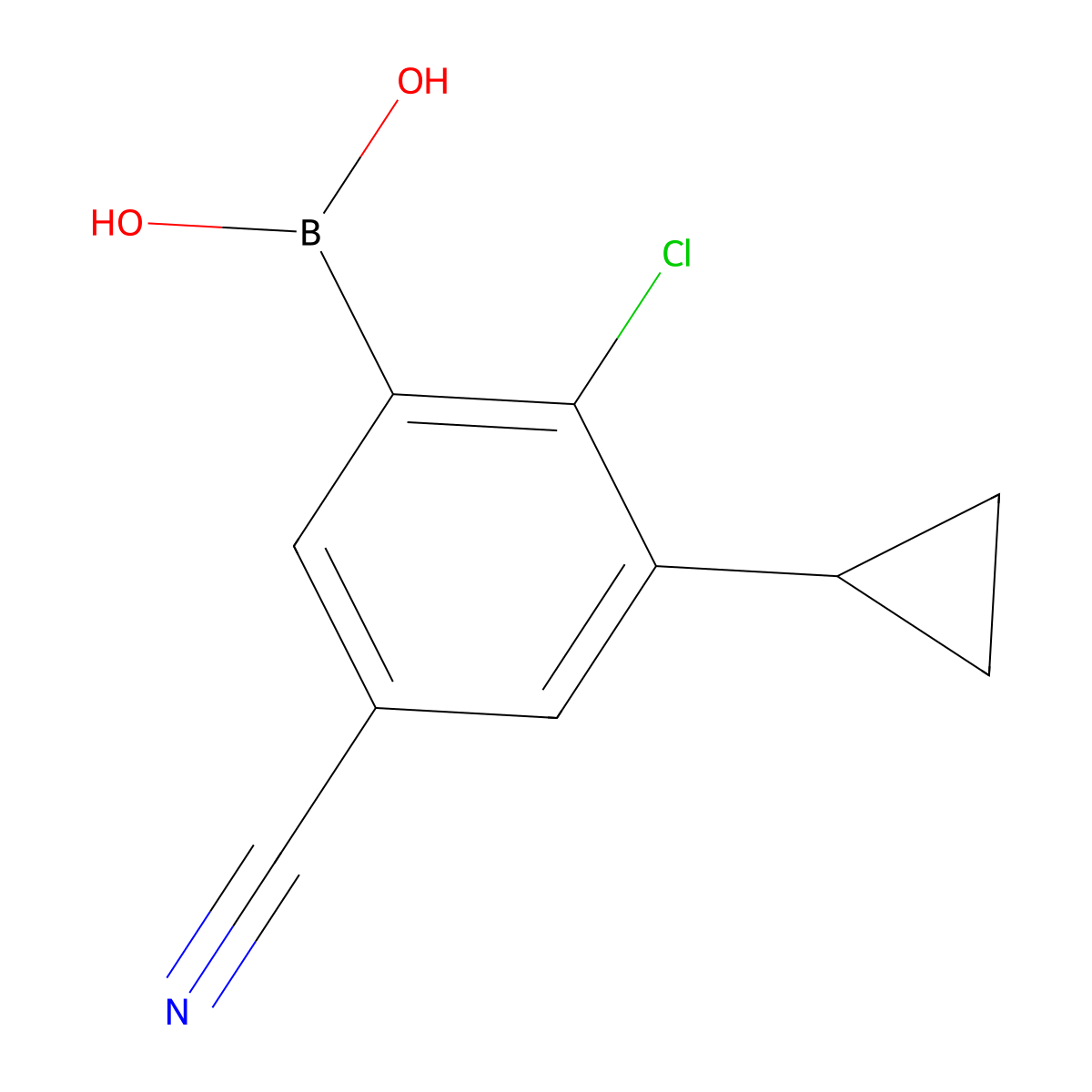 (2-Chloro-5-cyano-3-cyclopropylphenyl)boronic acid molecular structure, CAS 2225179-47-3