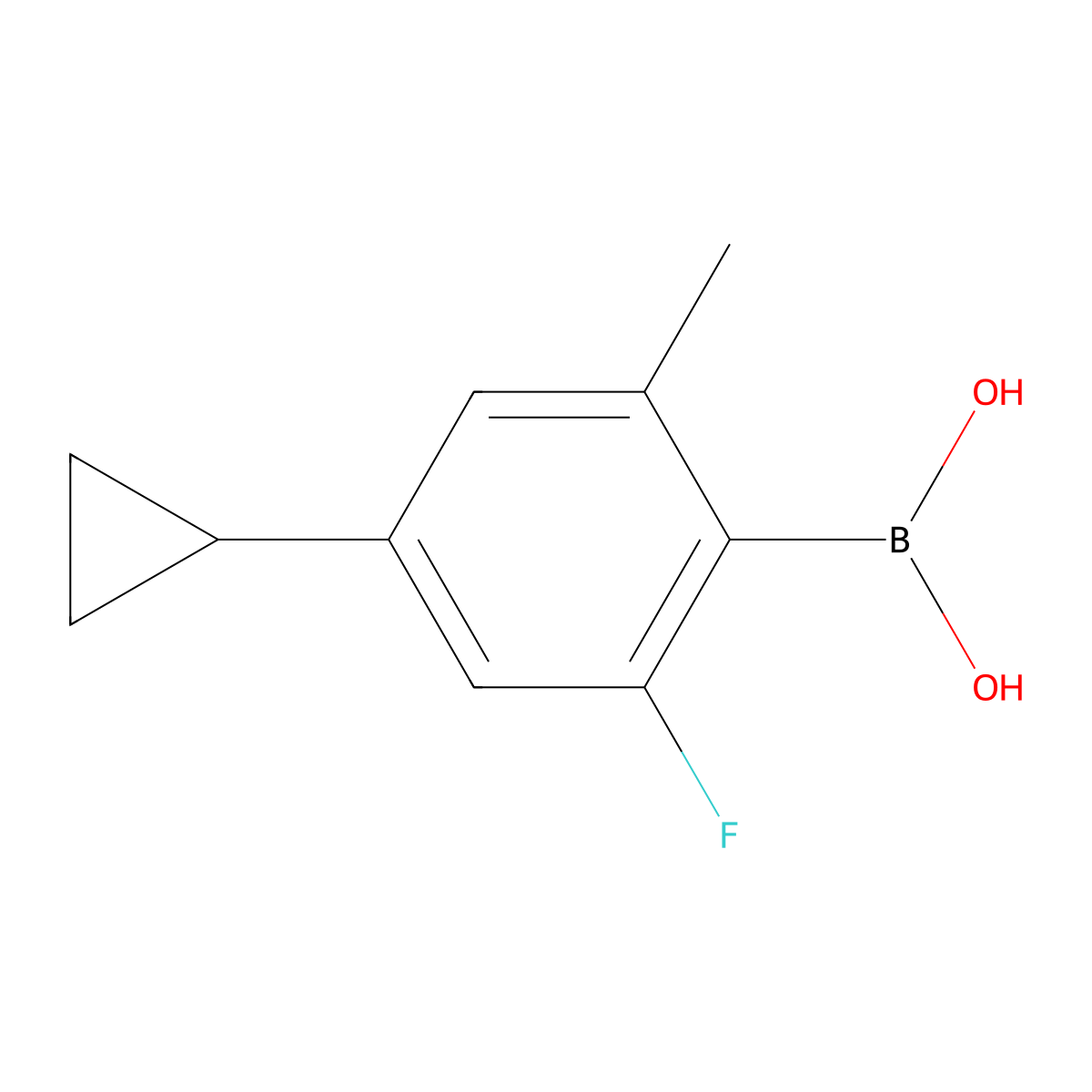4-Cyclopropyl-2-fluoro-6-methylphenylboronic acid molecular structure, CAS 2225179-52-0