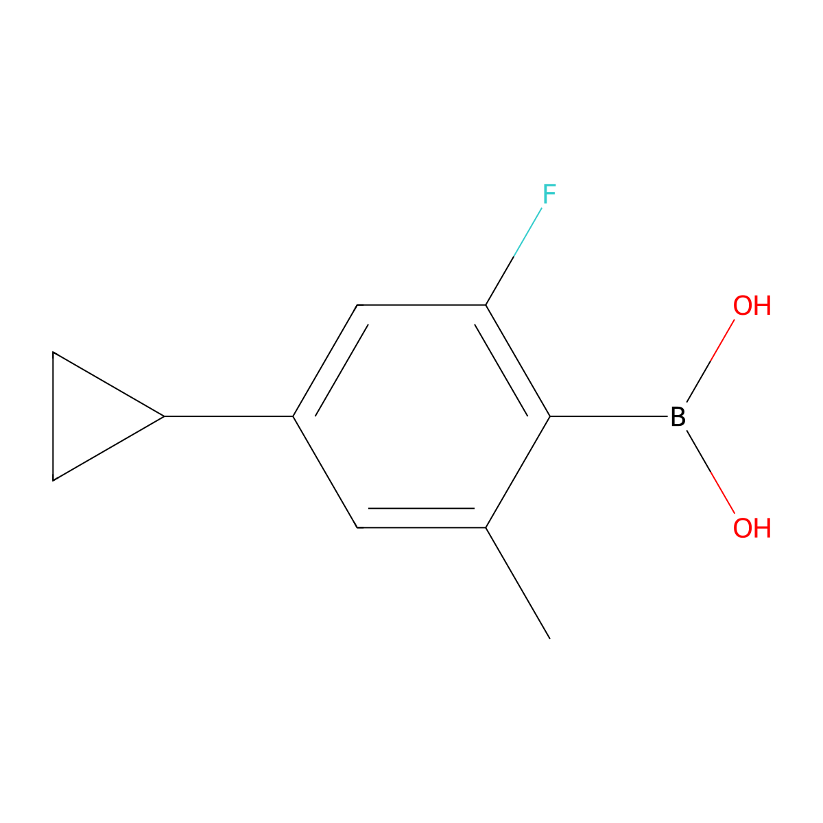 4-Cyclopropyl-2-fluoro-6-methylphenylboronic acid molecular structure, CAS 2225179-52-0