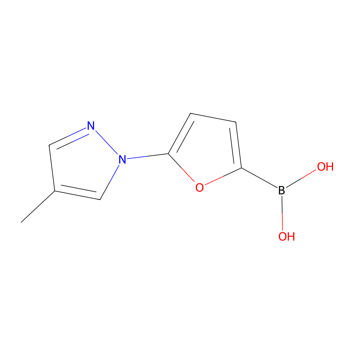 (5-(4-Methyl-1H-pyrazol-1-yl)furan-2-yl)boronic acid molecular structure, CAS 2225179-53-1