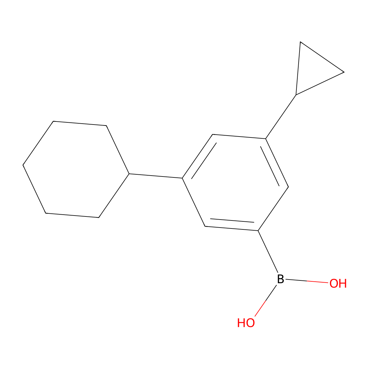 (3-Cyclohexyl-5-cyclopropylphenyl)boronic acid molecular structure, CAS 2225179-55-3