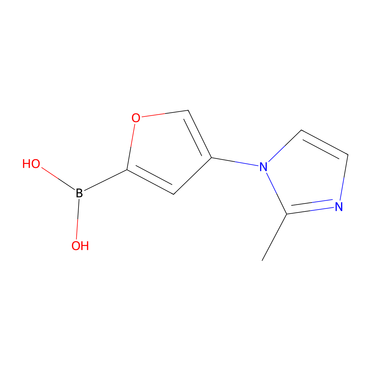 (4-(2-Methyl-1H-imidazol-1-yl)furan-2-yl)boronic acid molecular structure, CAS 2225179-58-6