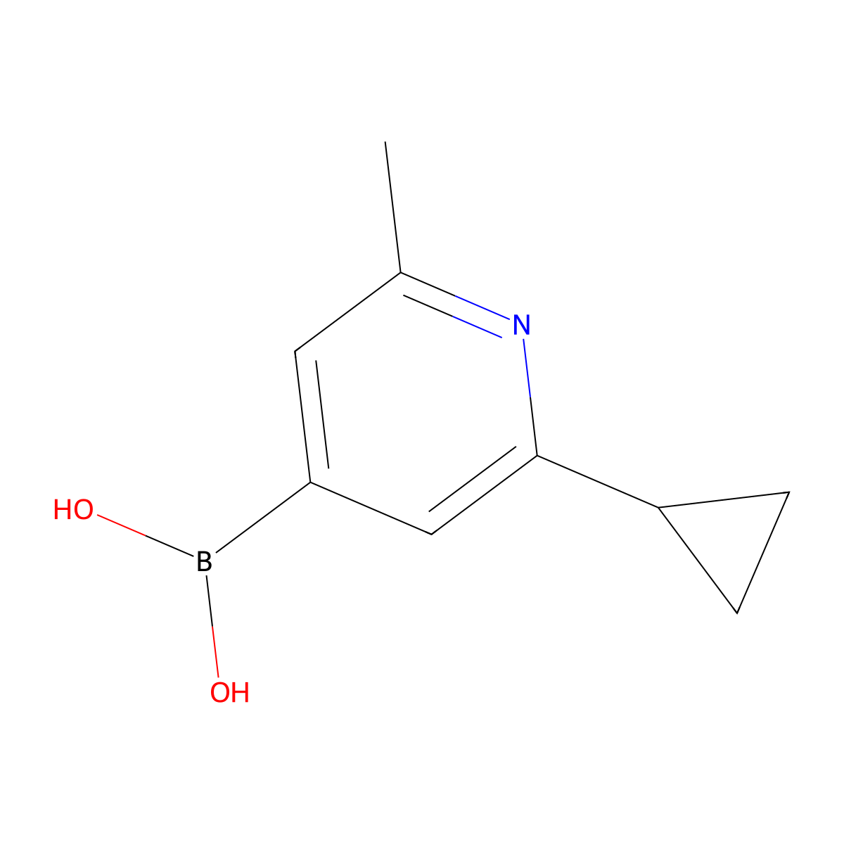 (2-Cyclopropyl-6-methylpyridin-4-yl)boronic acid molecular structure, CAS 2225179-62-2