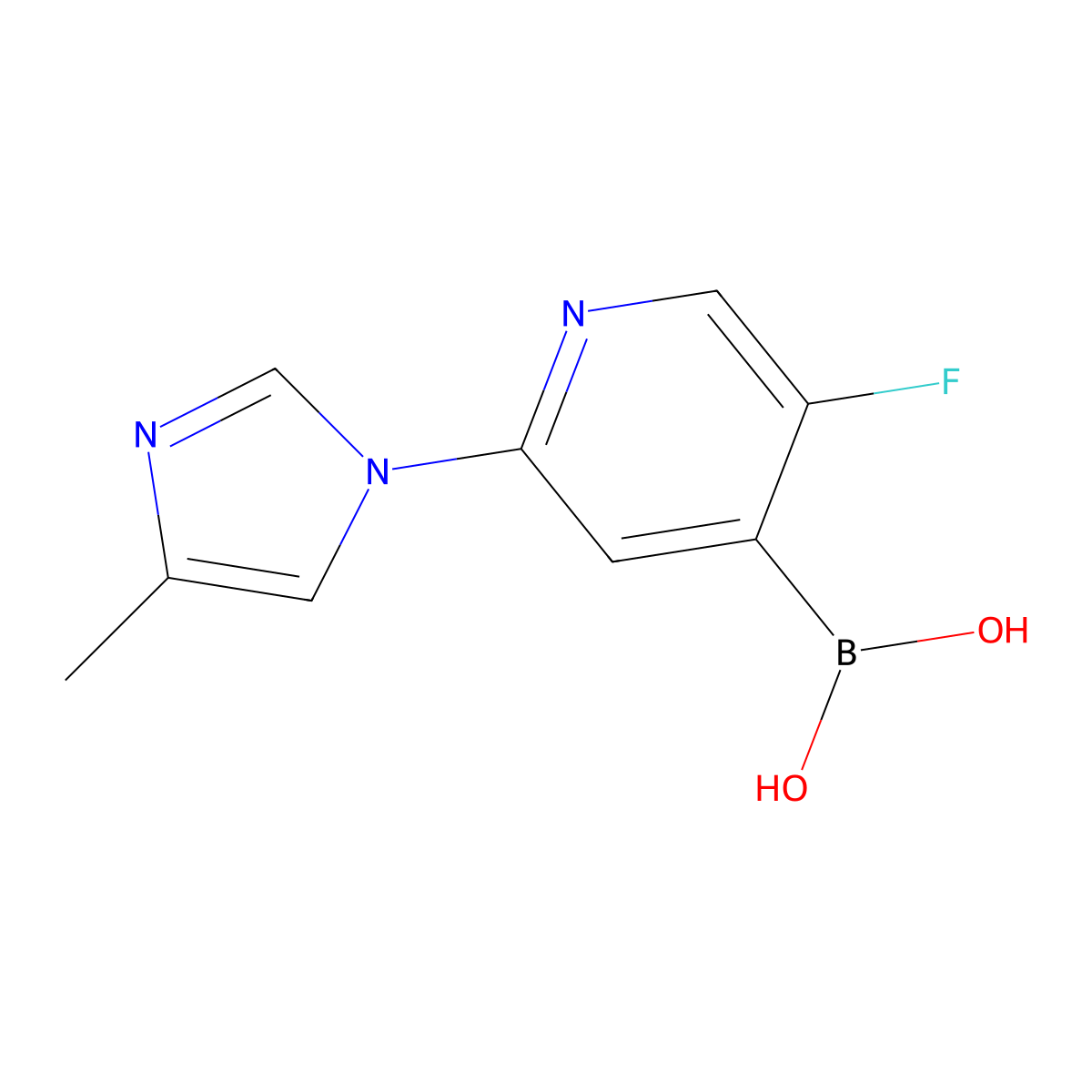 (5-Fluoro-2-(4-methyl-1H-imidazol-1-yl)pyridin-4-yl)boronic acid molecular structure, CAS 2225179-63-3