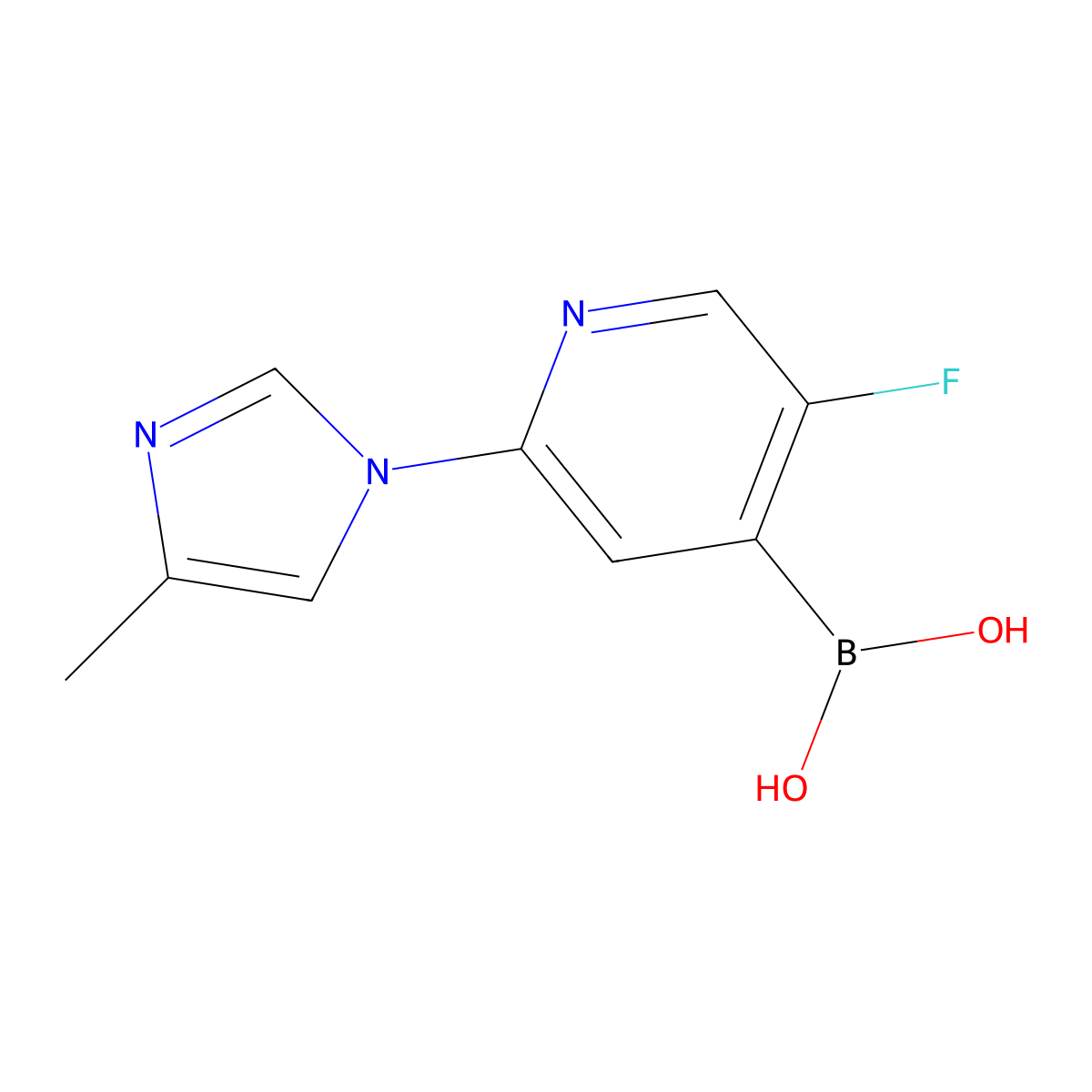 (5-Fluoro-2-(4-methyl-1H-imidazol-1-yl)pyridin-4-yl)boronic acid molecular structure, CAS 2225179-63-3