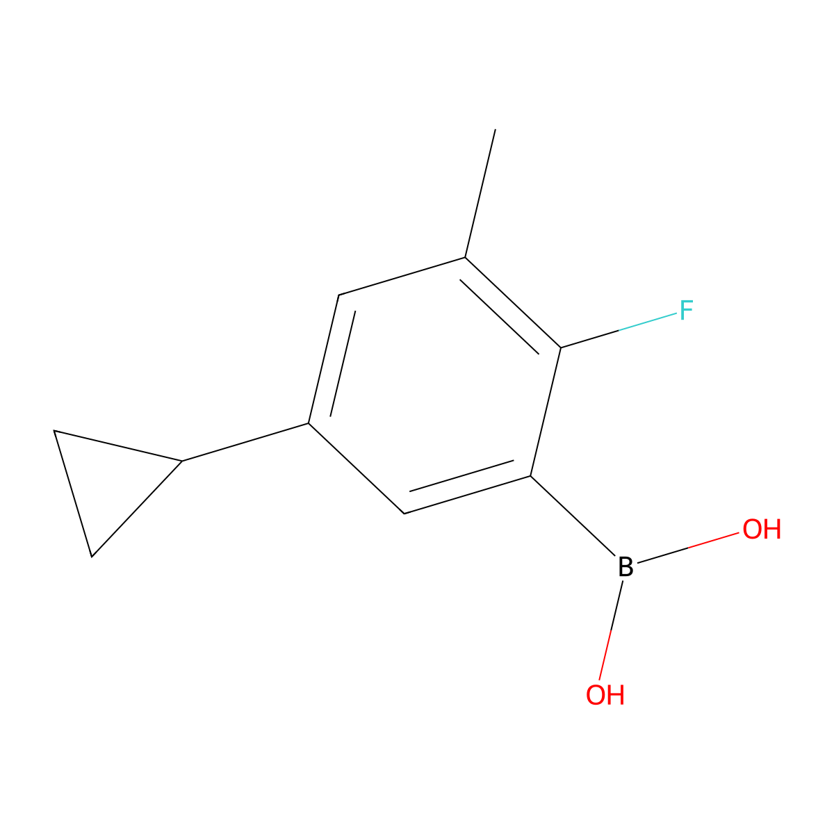 (5-Cyclopropyl-2-fluoro-3-methylphenyl)boronic acid molecular structure, CAS 2225179-64-4