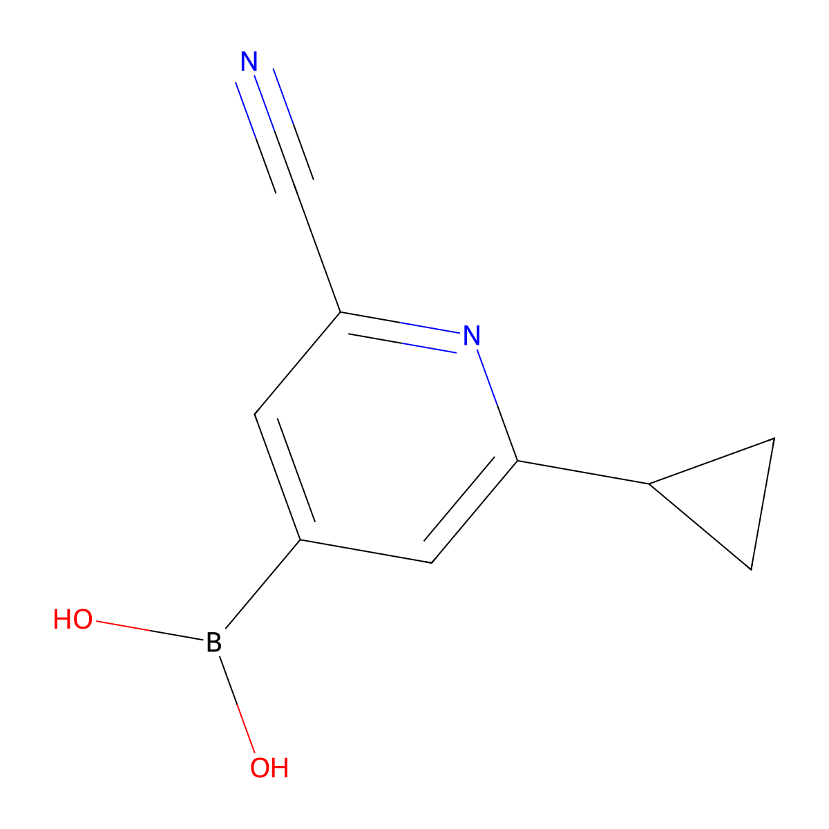 (2-Cyano-6-cyclopropylpyridin-4-yl)boronic acid molecular structure, CAS 2225179-68-8