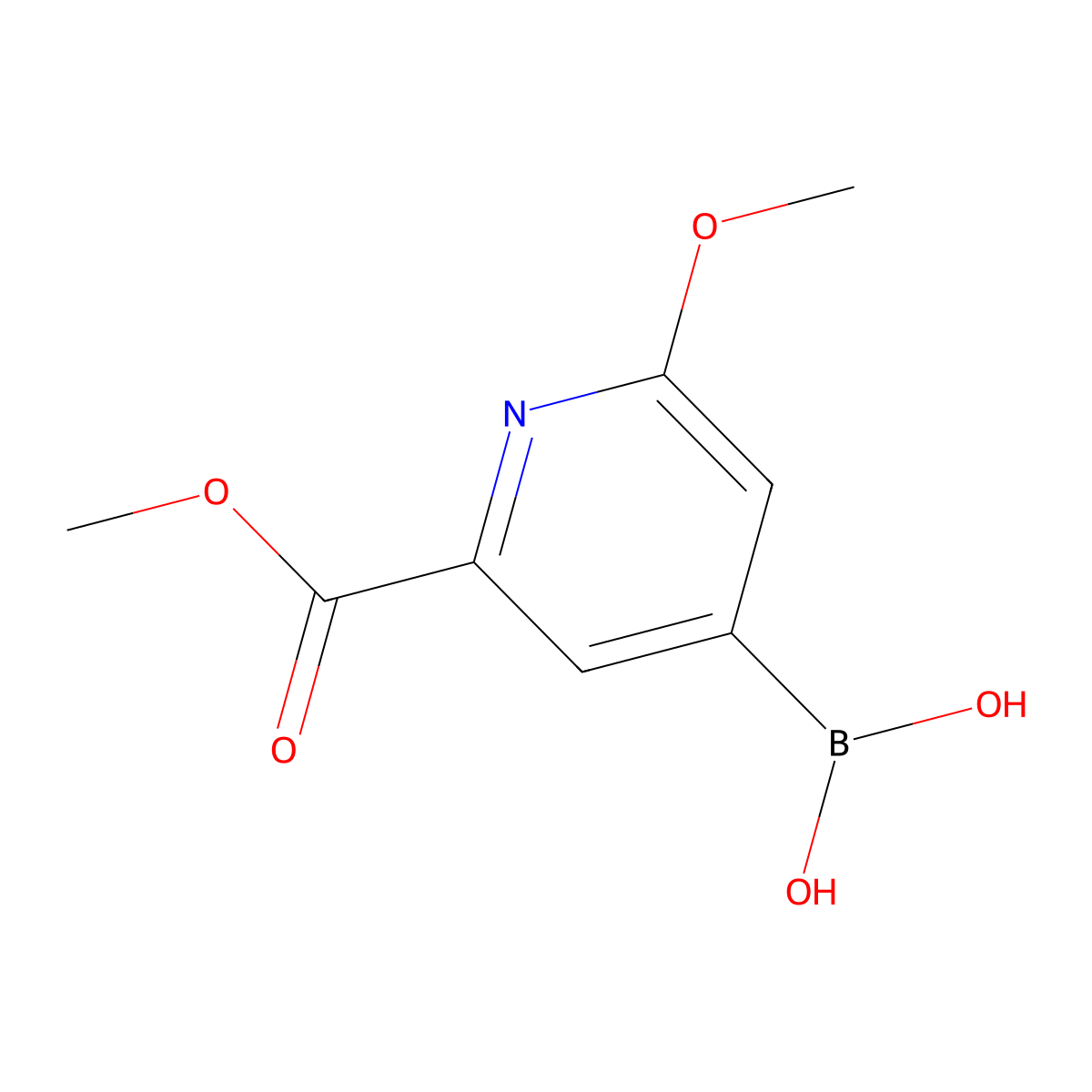 (2-Methoxy-6-(methoxycarbonyl)pyridin-4-yl)boronic acid molecular structure, CAS 2225179-69-9