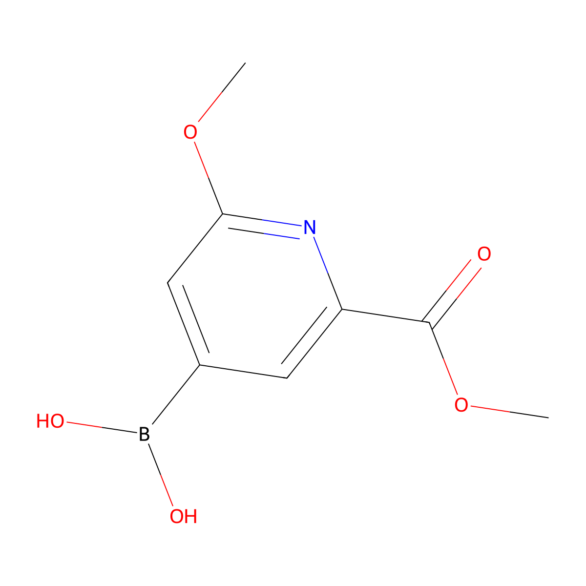 (2-Methoxy-6-(methoxycarbonyl)pyridin-4-yl)boronic acid molecular structure, CAS 2225179-69-9