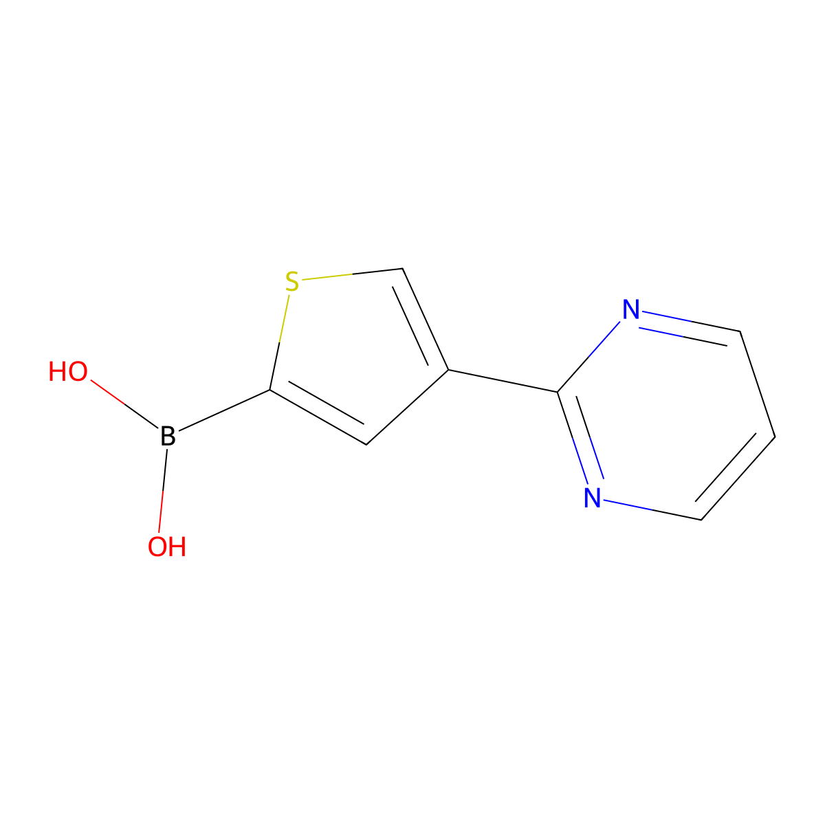 (4-(Pyrimidin-2-yl)thiophen-2-yl)boronic acid molecular structure, CAS 2225179-82-6