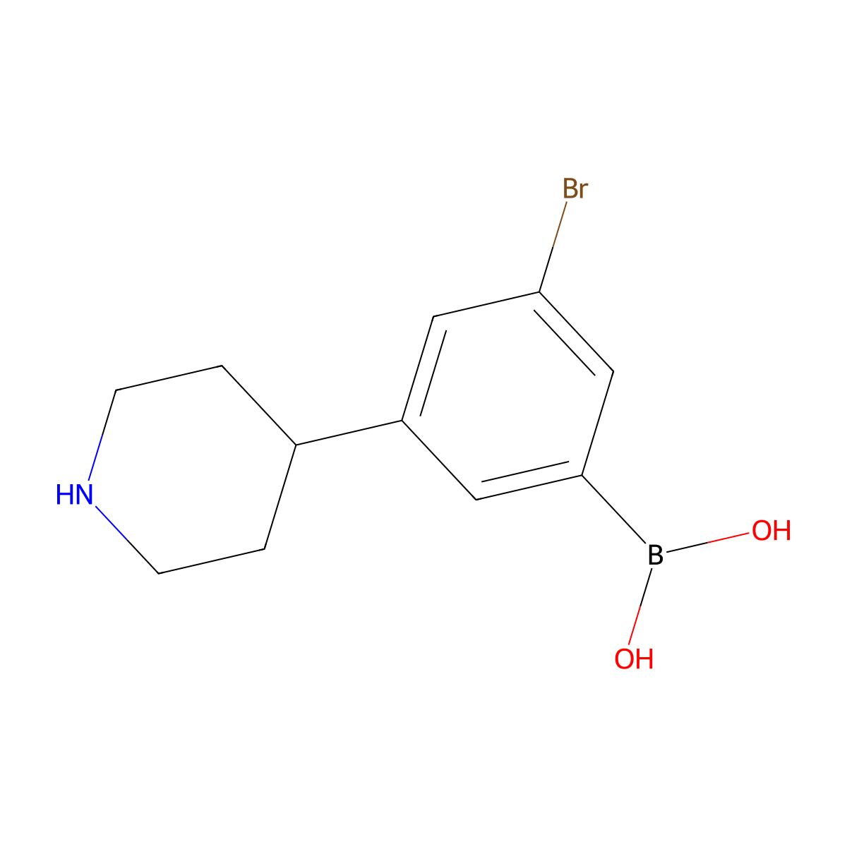 (3-Bromo-5-(piperidin-4-yl)phenyl)boronic acid molecular structure, CAS 2225179-83-7
