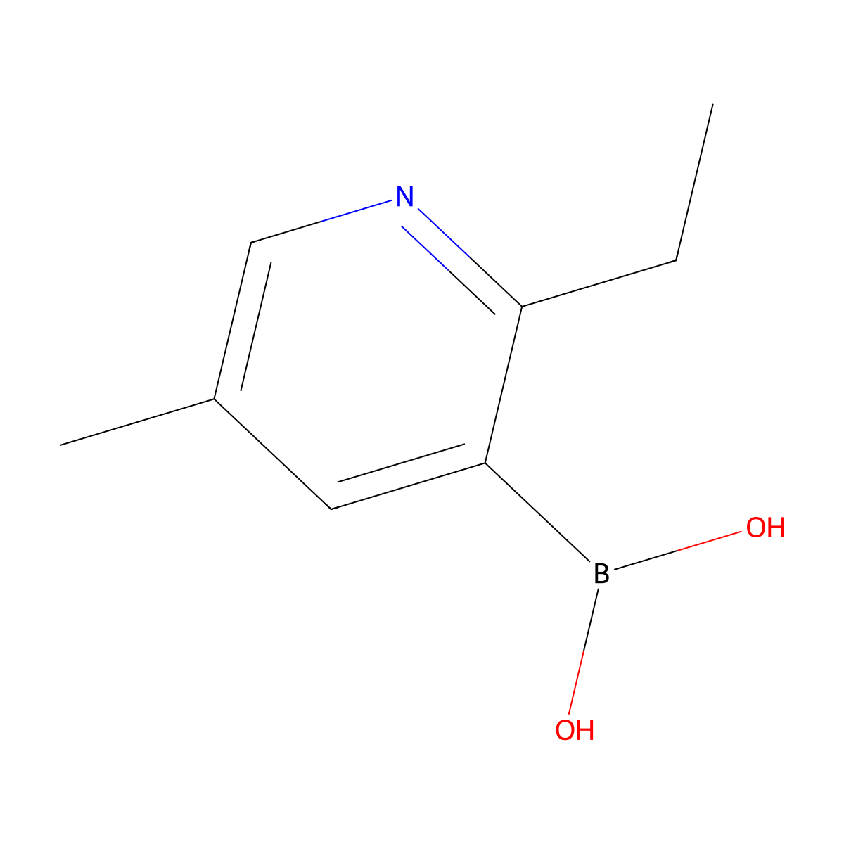 (2-Ethyl-5-methylpyridin-3-yl)boronic acid molecular structure, CAS 2225179-86-0