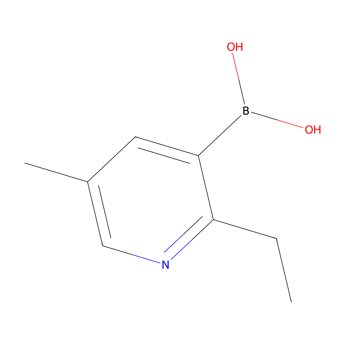 (2-Ethyl-5-methylpyridin-3-yl)boronic acid molecular structure, CAS 2225179-86-0